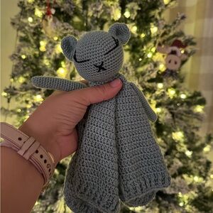 Handmade Green Crochet Bear Lovey